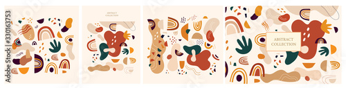 Decorative abstract collection with colorful doodles. Hand-drawn modern illustration	