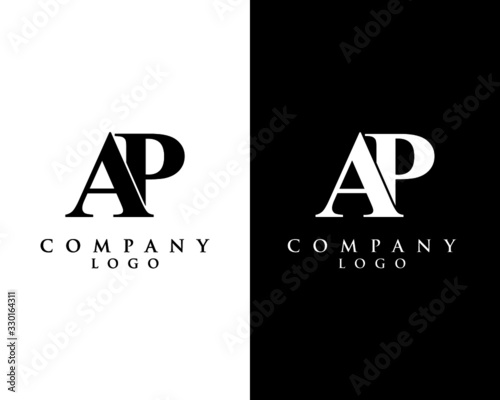 ap, pa modern initial logo design vector, with white and black color that can be used for any creative business.