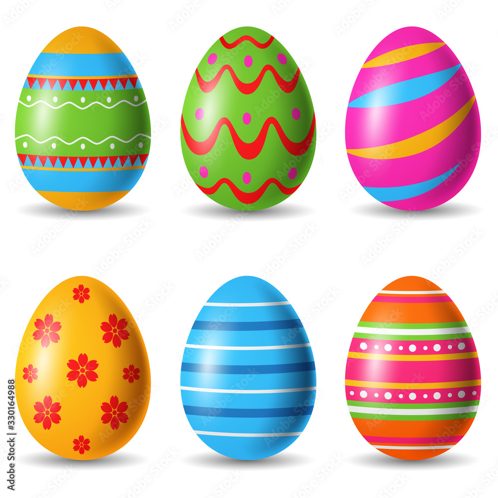 Set of easter eggs decorative. Vector illustration