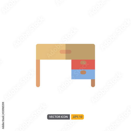 desk icon isolated on white background. for your web site design, logo, app, UI. Vector graphics illustration and editable stroke. EPS 10.