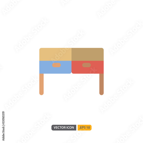desk icon isolated on white background. for your web site design, logo, app, UI. Vector graphics illustration and editable stroke. EPS 10.