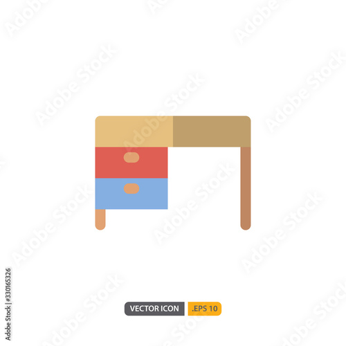 desk icon isolated on white background. for your web site design, logo, app, UI. Vector graphics illustration and editable stroke. EPS 10.