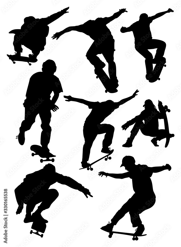 set of silhouettes of skateboarders vector set of silhouettes of skateboarders vector