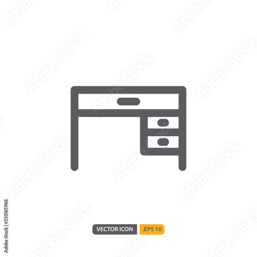 desk icon isolated on white background. for your web site design, logo, app, UI. Vector graphics illustration and editable stroke. EPS 10.