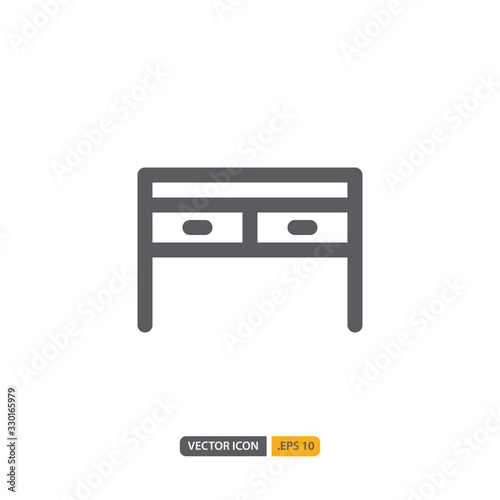 desk icon isolated on white background. for your web site design, logo, app, UI. Vector graphics illustration and editable stroke. EPS 10.