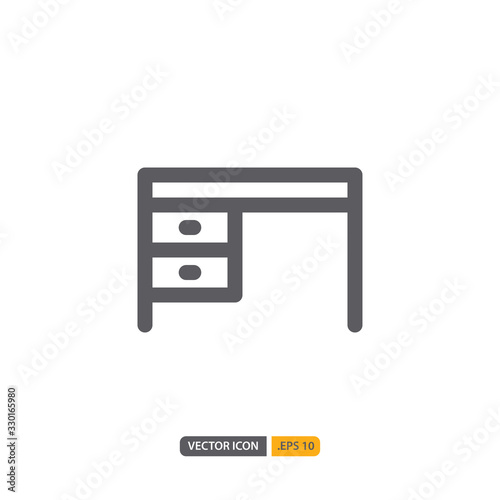 desk icon isolated on white background. for your web site design, logo, app, UI. Vector graphics illustration and editable stroke. EPS 10.