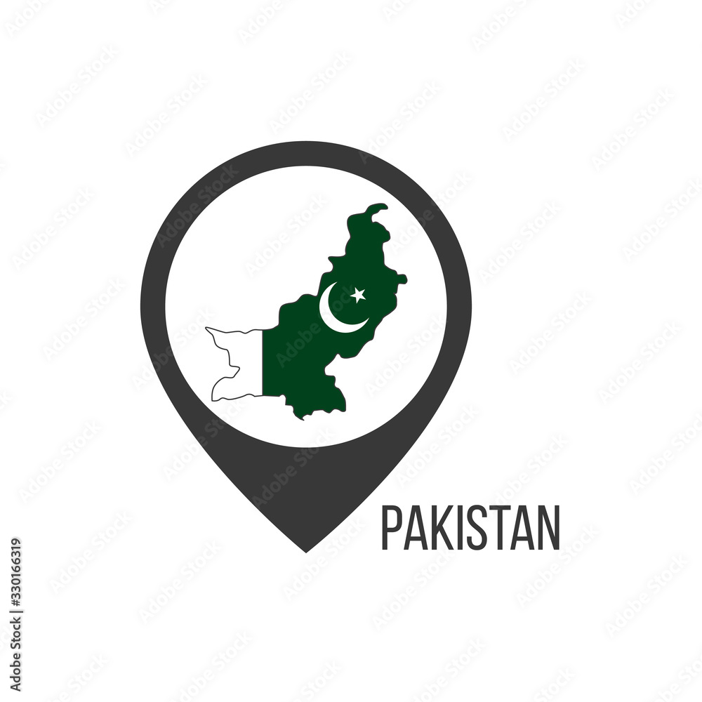 Map pointers with contry Pakistan. Pakistan flag. Stock vector illustration isolated on white background. Map pointers with contry Pakistan. Pakistan flag. Stock vector illustration isolated on white background.
