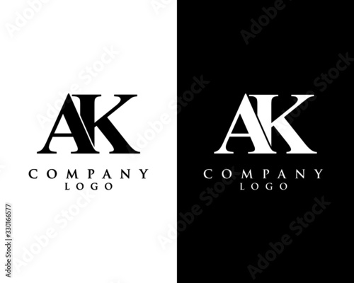 ak, ka modern initial logo design vector, with white and black color that can be used for any creative business.