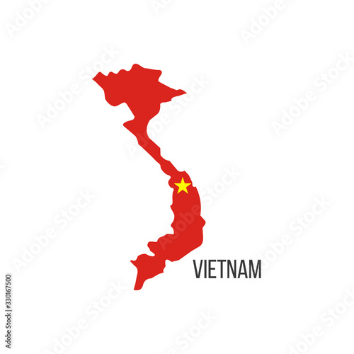 Vietnam flag map. The flag of the country in the form of borders. Stock vector illustration isolated on white background.