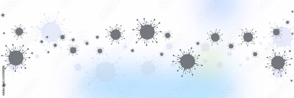 Coronavirus cells on the white backdrop. Headline. Coronavirus cells on the white backdrop. Headline.