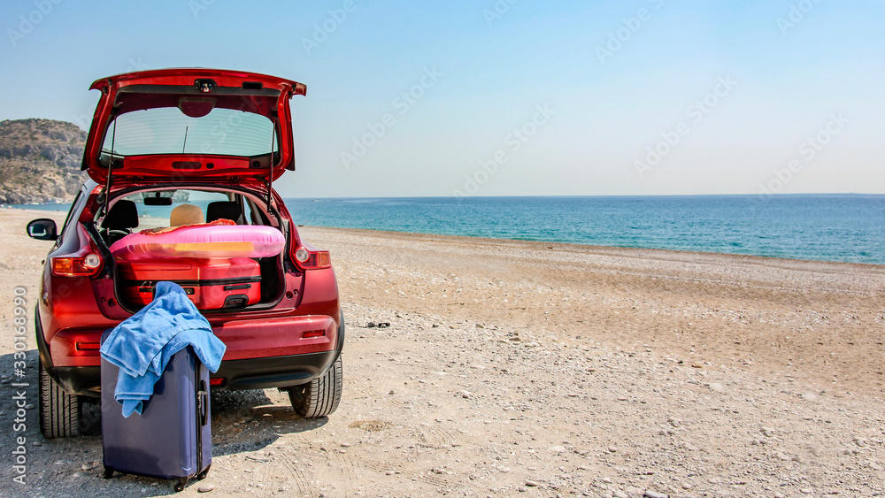 Summer car trip and free space for your decoration. Summer car trip and free space for your decoration.