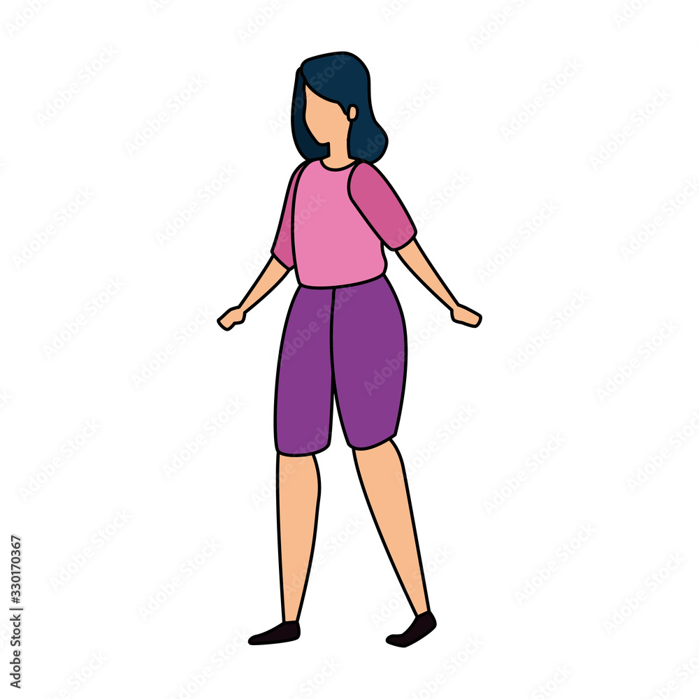 beautiful woman walking avatar character icon vector illustration design
