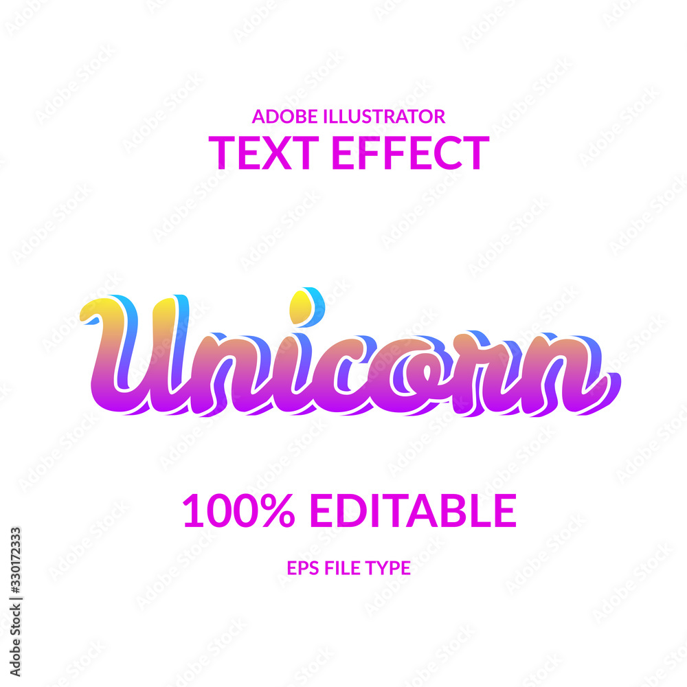 colorful rainbow modern gradient adobe illustrator text effect editable. Soft vibrant color