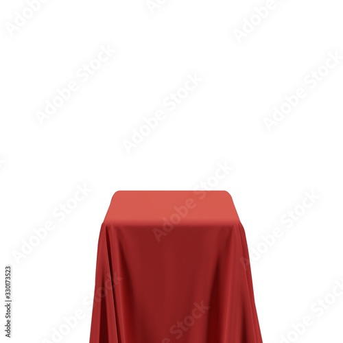 Red fabric covering a blank template vector illustration