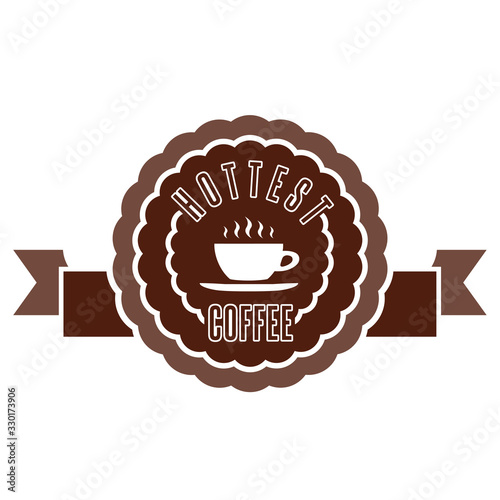 Cup of hot coffee. Vector coffee logo
