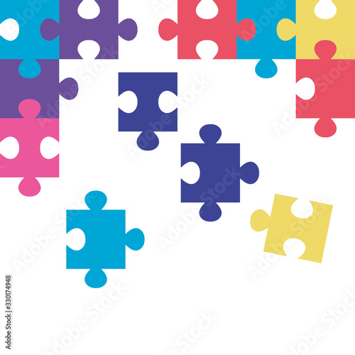 set of puzzle pieces icons vector illustration design