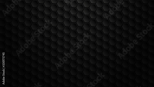 Black hexagon wallpaper . Vector illustration .