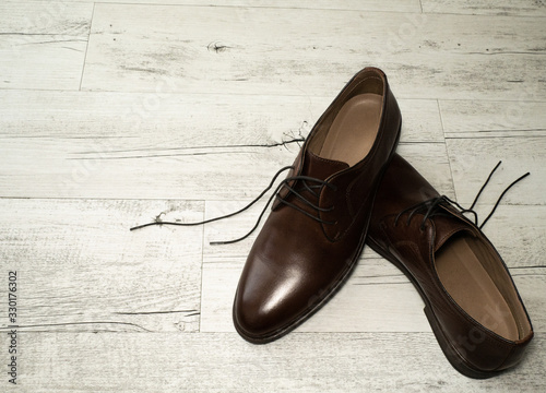 Men's brown classic shoes, background with men's shoes, man leather shoes