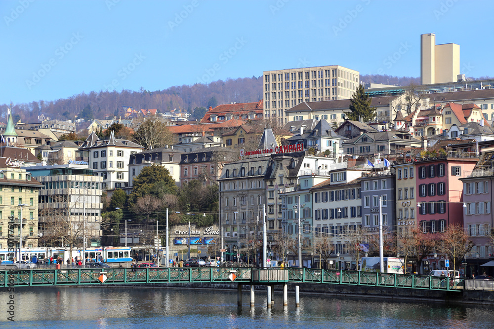 Views over Zurich along the Limmat river