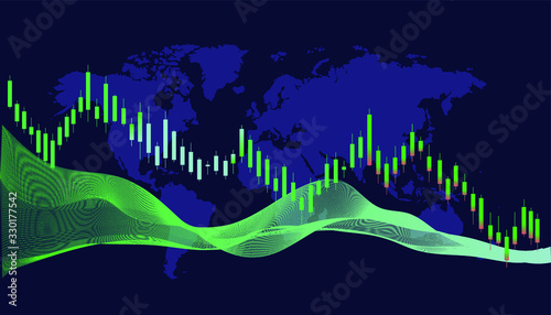 Vector stock market illustration. Changes in the stock market are caused by a pandemic (coronavirus). The global economic crisis. Forex trading graph in graphical form.