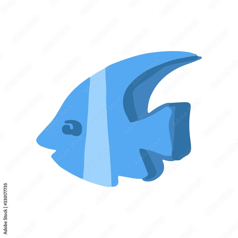 Fish sea animal in flat style isolated on white background. Vector cool ocean animal illustration Simple summer child design. Fish sea animal in flat style isolated on white background. Vector cool ocean animal illustration Simple summer child design.