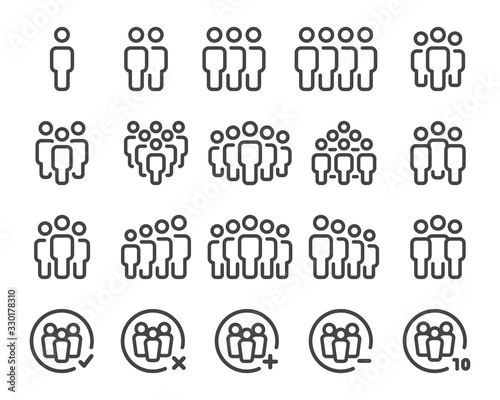 people and population thin line icon set,vector and illustration