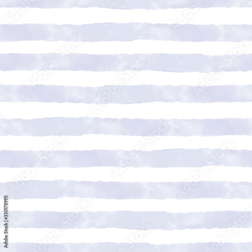 Blue watercolor vector stripes on white seamless pattern. Repeating hand drawn background.