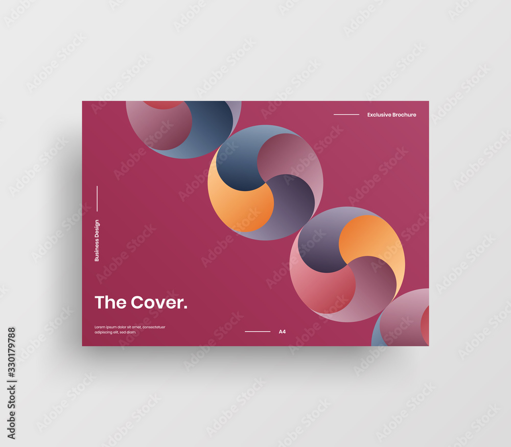 Fototapeta premium Creative business presentation vector A4 horizontal orientation front page mock up. Modern corporate report cover abstract geometric illustration design layout. Company identity brochure template.
