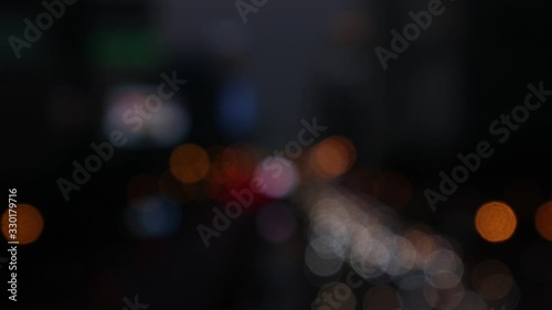 Footage out of focus traffic jam at evening friday, 4K.