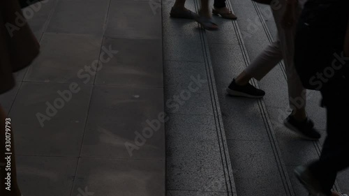 The people walking down and up stair after finish work in evening Friday, 4K time lapse