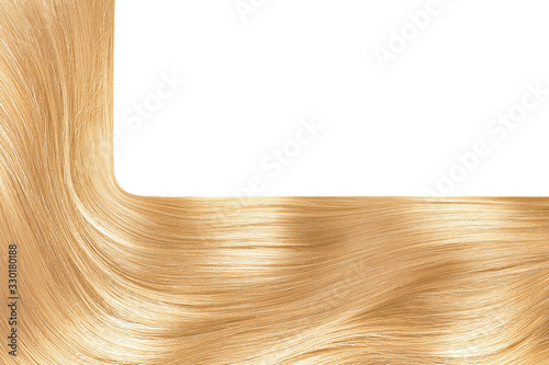 Blonde hair on white, isolated. Background with copy space