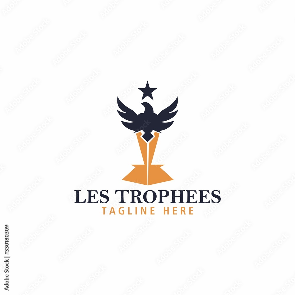 Obraz premium Eagle trophy logo vector illustration, emblem design editable for your business clothing bike motorcycle