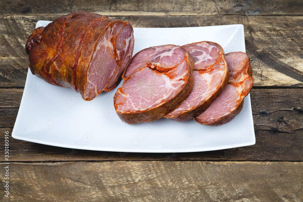 Chosco de Tineo. Traditional food from the north of Spain. Concept of Carnival.