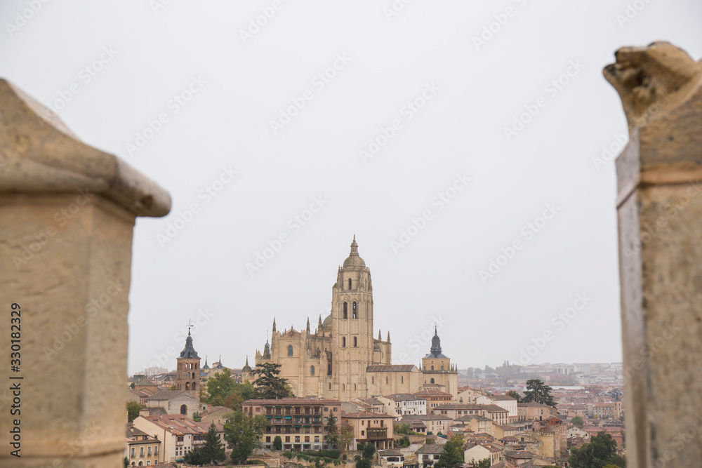 Fototapeta premium views from the alcazar of Segovia on a cloudy and stormy day