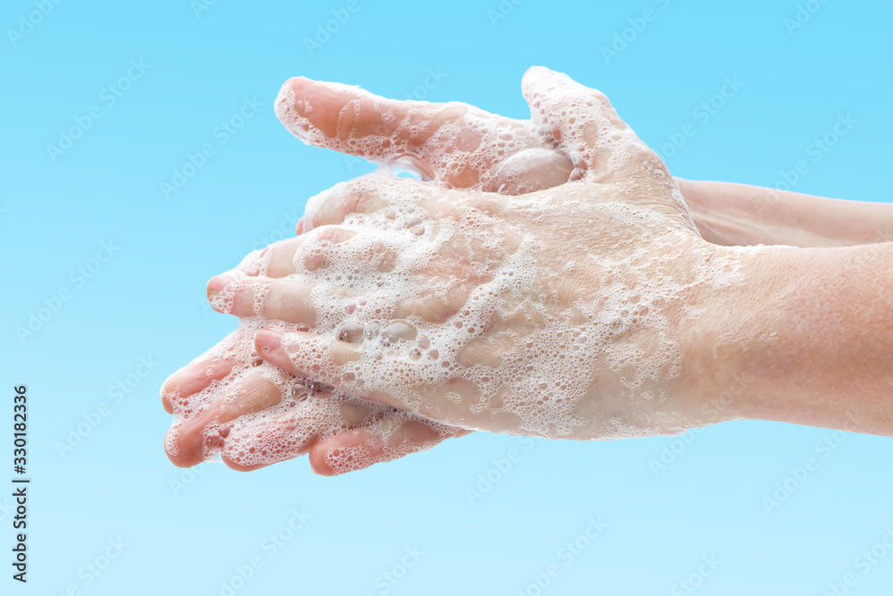 Washing hands with soap