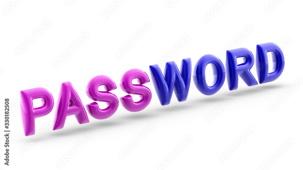 Password in white background. 3D Illustration. Password in white background. 3D Illustration.