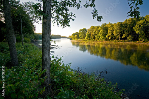 Wallpaper Mural Early morning light on the shore of the Kankakee River in northern Illinois, USA