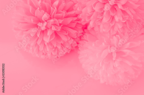 Beautiful abstract color white and pink flowers graphic on pink background and yellow and white flower frame and orange leaves texture, pink background, colorful graphics banner happy valentine