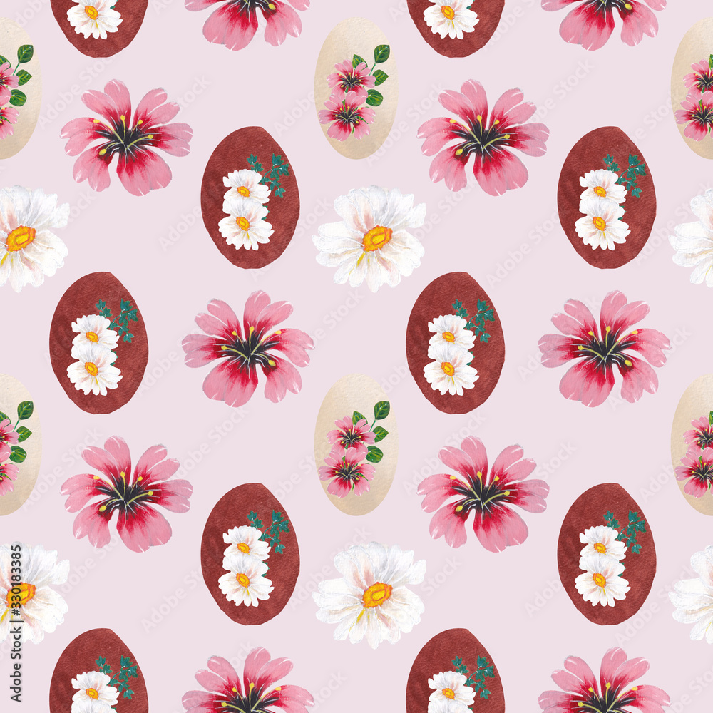 easter eggs and flowers, seamless pattern easter eggs and flowers, seamless pattern