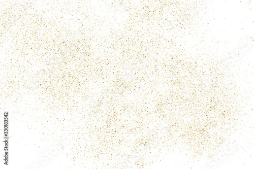 Gold Glitter Texture Isolated on White. Amber Particles Color. Celebratory Background. Golden Explosion of Confetti. Design Element. Digitally Generated Image. Vector Illustration, EPS 10. © sergio34