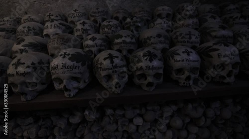 Hallstatt, Austria Skulls painted with names Hallstatt, Austria photo