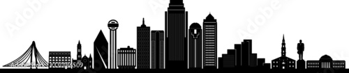 DALLES City TEXAS Skyline Silhouette Cityscape Vector