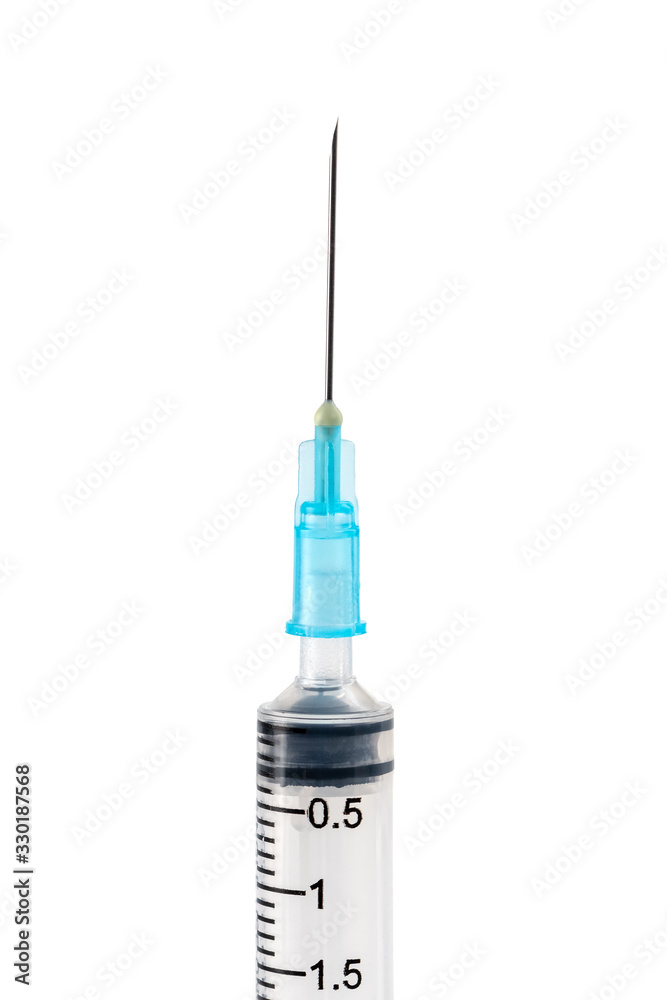 Standard design single use syringe isolated on white background Standard design single use syringe isolated on white background