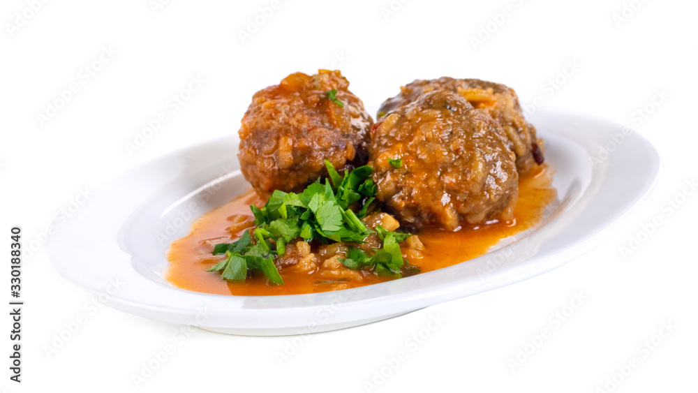 Delicious Swedish meatballs with a hearty brown sauce with parsley