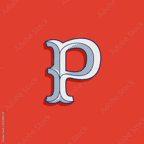 P letter logo in classic sport team style.