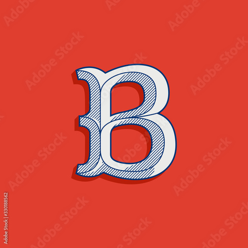 B letter logo in classic sport team style.
