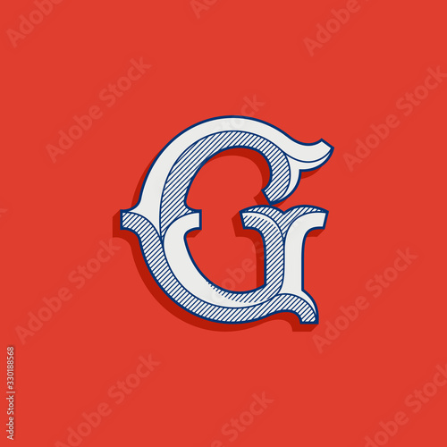 G letter logo in classic sport team style.