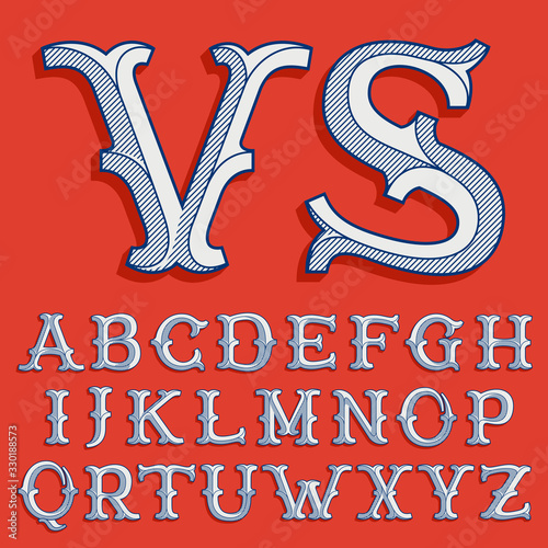 Alphabet in classic sport team style.