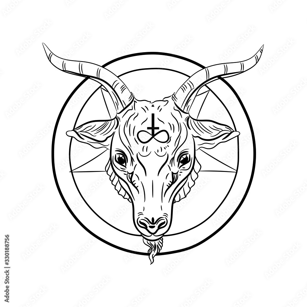 Goat headed demon,Upside down cross,Baphomet,Satan Stock Vector | Adobe ...