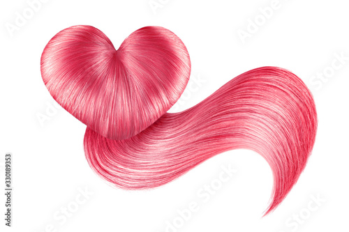 Hair heart on white  isolated. Pink doughnut bun